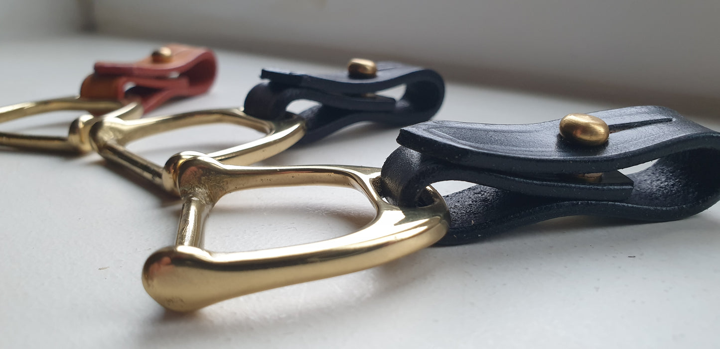 The Stirrup - Heritage bridle leather and solid cast brass Key fob - bag charm -scarf ring