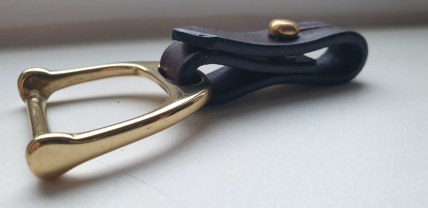 The Stirrup - Heritage bridle leather and solid cast brass Key fob - bag charm -scarf ring