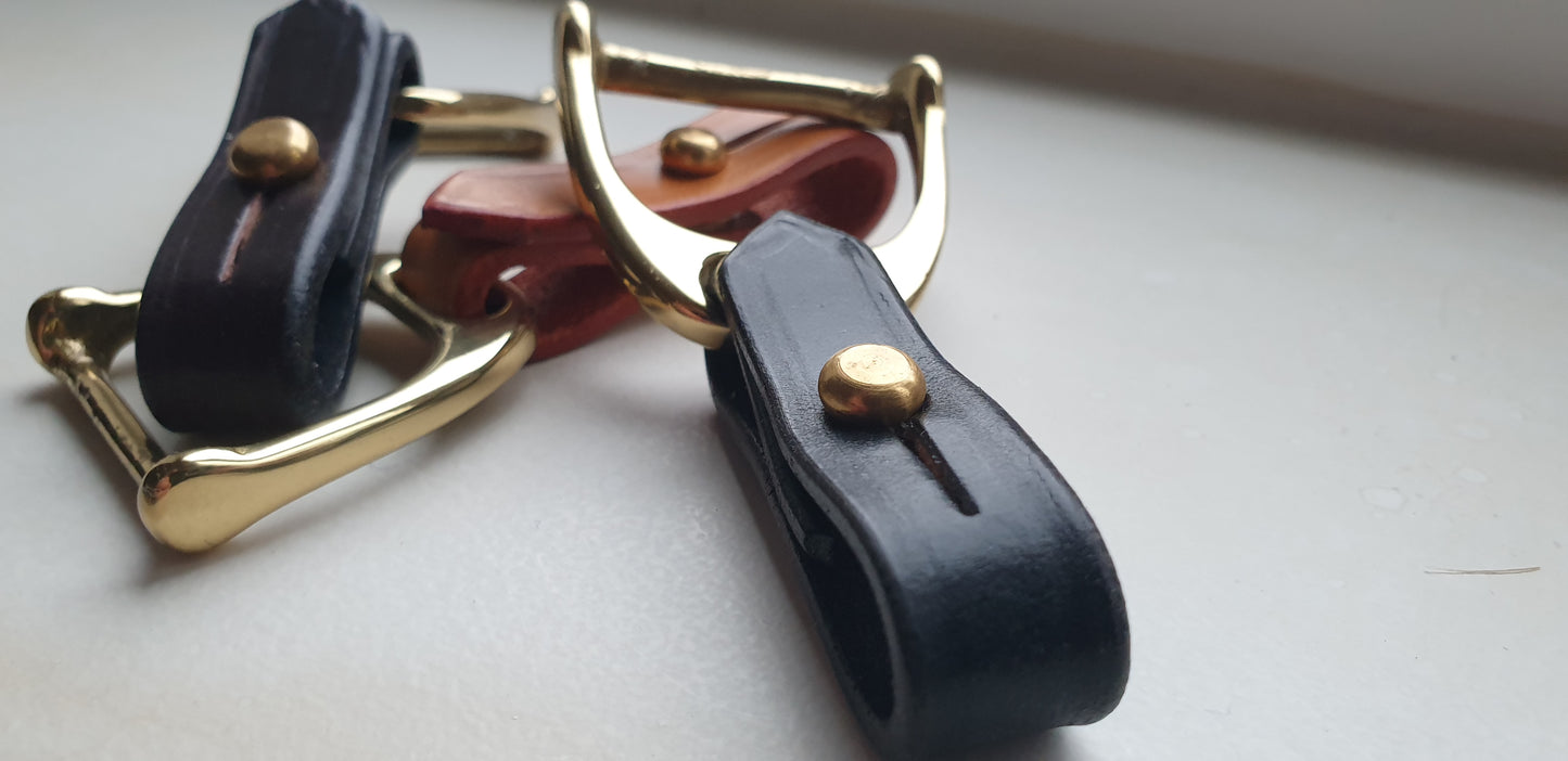 The Stirrup - Heritage bridle leather and solid cast brass Key fob - bag charm -scarf ring