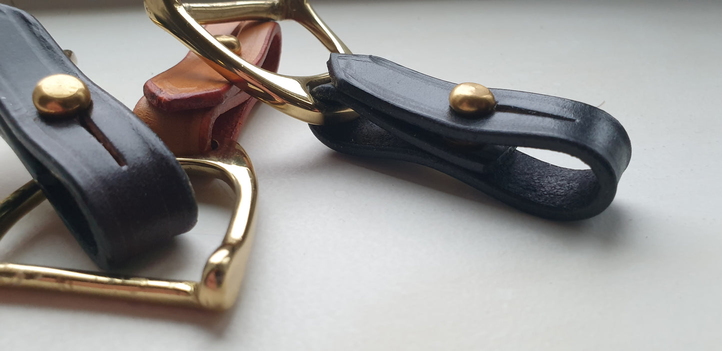 The Stirrup - Heritage bridle leather and solid cast brass Key fob - bag charm -scarf ring