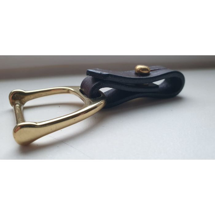 The Stirrup - Heritage bridle leather and solid cast brass Key fob - bag charm -scarf ring