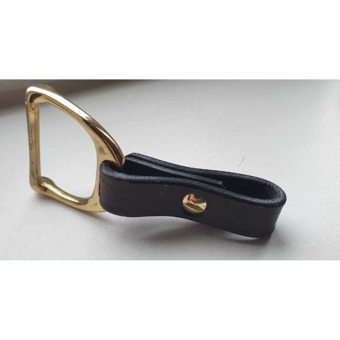 The Stirrup - Heritage bridle leather and solid cast brass Key fob - bag charm -scarf ring