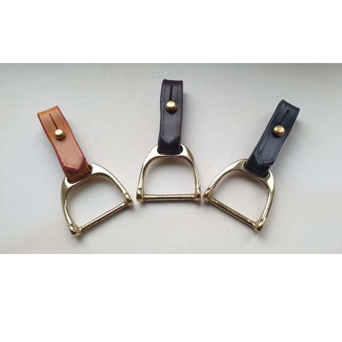 The Stirrup - Heritage bridle leather and solid cast brass Key fob - bag charm -scarf ring