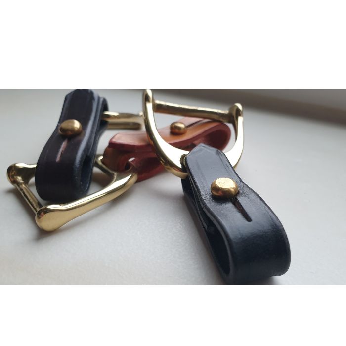 The Stirrup - Heritage bridle leather and solid cast brass Key fob - bag charm -scarf ring