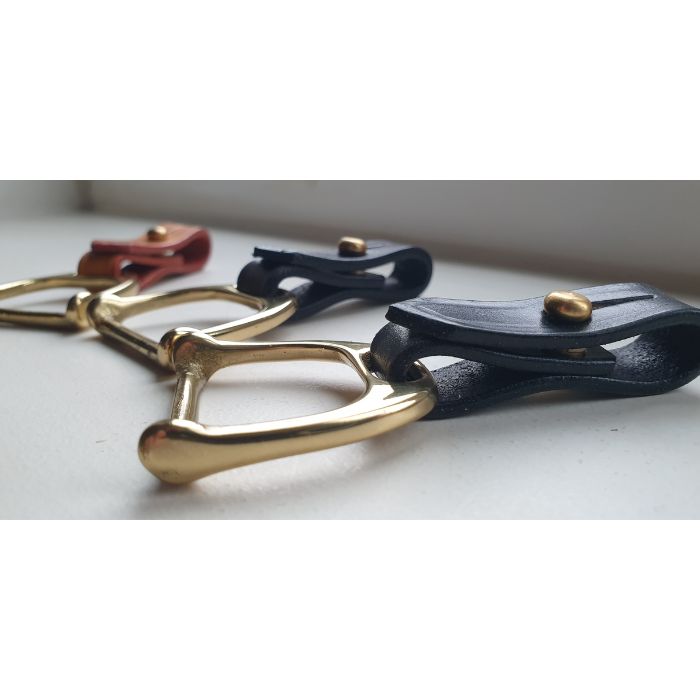 The Stirrup - Heritage bridle leather and solid cast brass Key fob - bag charm -scarf ring