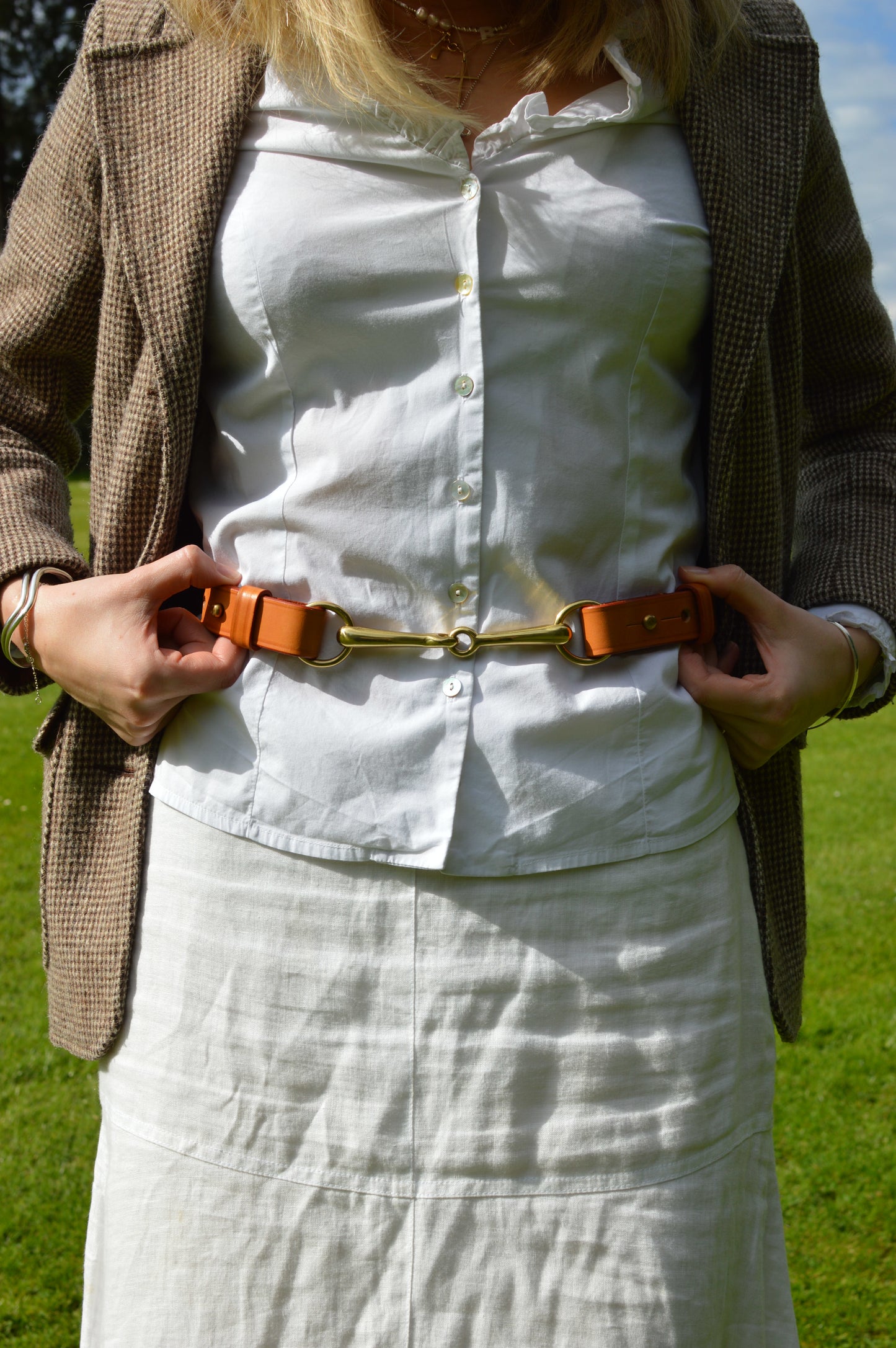 Filly & Fox Shackle Dressage Belt with Brass Horse Bit