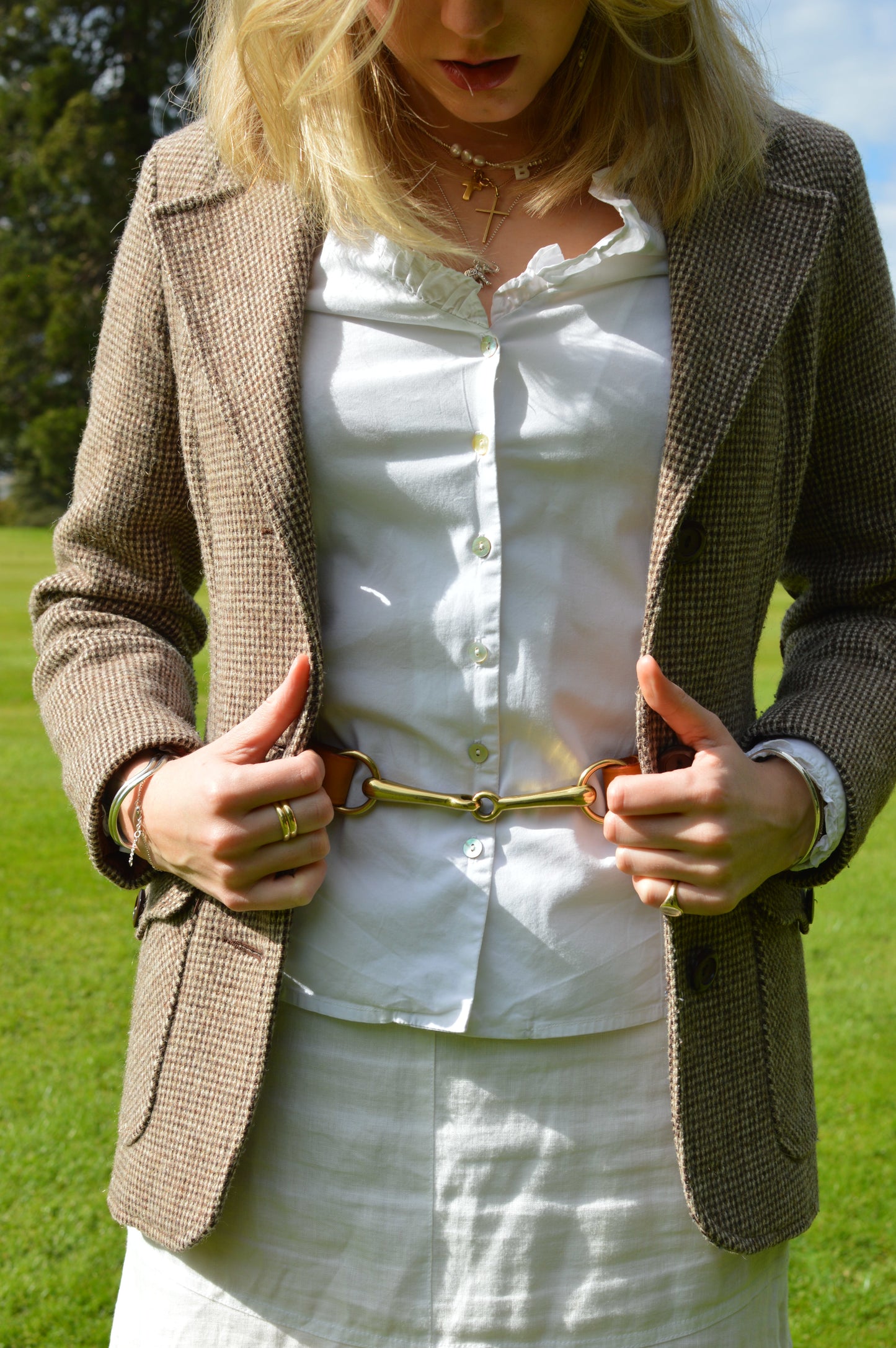 Filly & Fox Shackle Dressage Belt with Brass Horse Bit