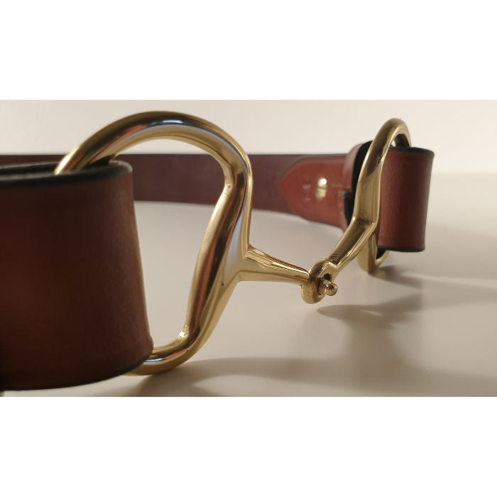 Filly & Fox Premium Bridle Leather Equestrian Belt | Women's Rider Dressage Style in Newmarket Tan UK farm traced bridle leather clasp detail