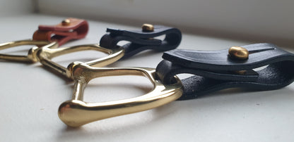 The Stirrup -  Heritage bridle leather and solid cast brass Key fob - bag charm -scarf ring