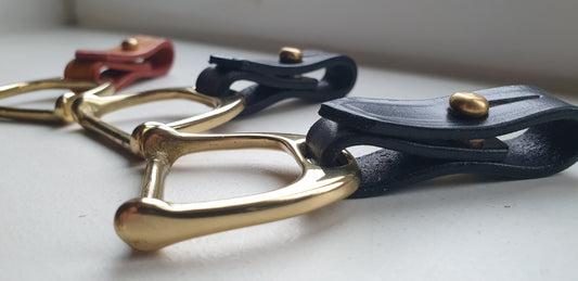 The Stirrup -  Heritage bridle leather and solid cast brass Key fob - bag charm -scarf ring
