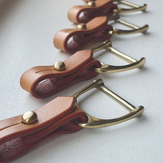 THE STIRRUP -  Heritage bridle leather and solid cast brass Key fob - bag charm -scarf ring - FILLY & FOX
