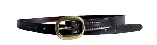 Handmade Cheltenham Skinny Bridle Leather Belt with Brass Buckle