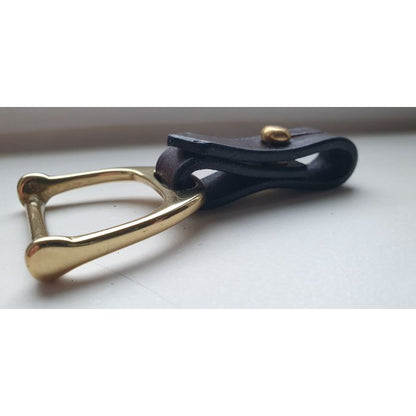 The Stirrup -  Heritage bridle leather and solid cast brass Key fob - bag charm -scarf ring