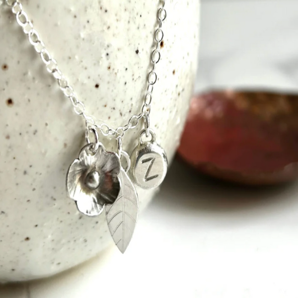 FLOWER CHARM - Personalised silver charm necklace - for truly individual style
