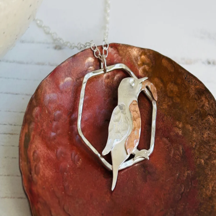 Kingfisher -  The British "river dart" Copper and recycled Kingfisher necklace - FILLY & FOX