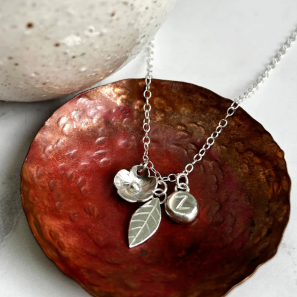 FLOWER CHARM - Personalised silver charm necklace - for truly individual style