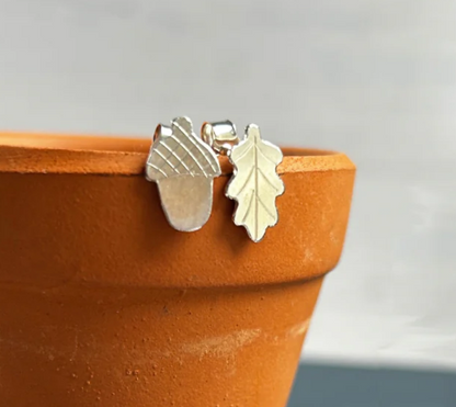 Acorn and Oak Leaf Sterling Silver Earing Studs  | It's all about "ROOTS" - FILLY & FOX