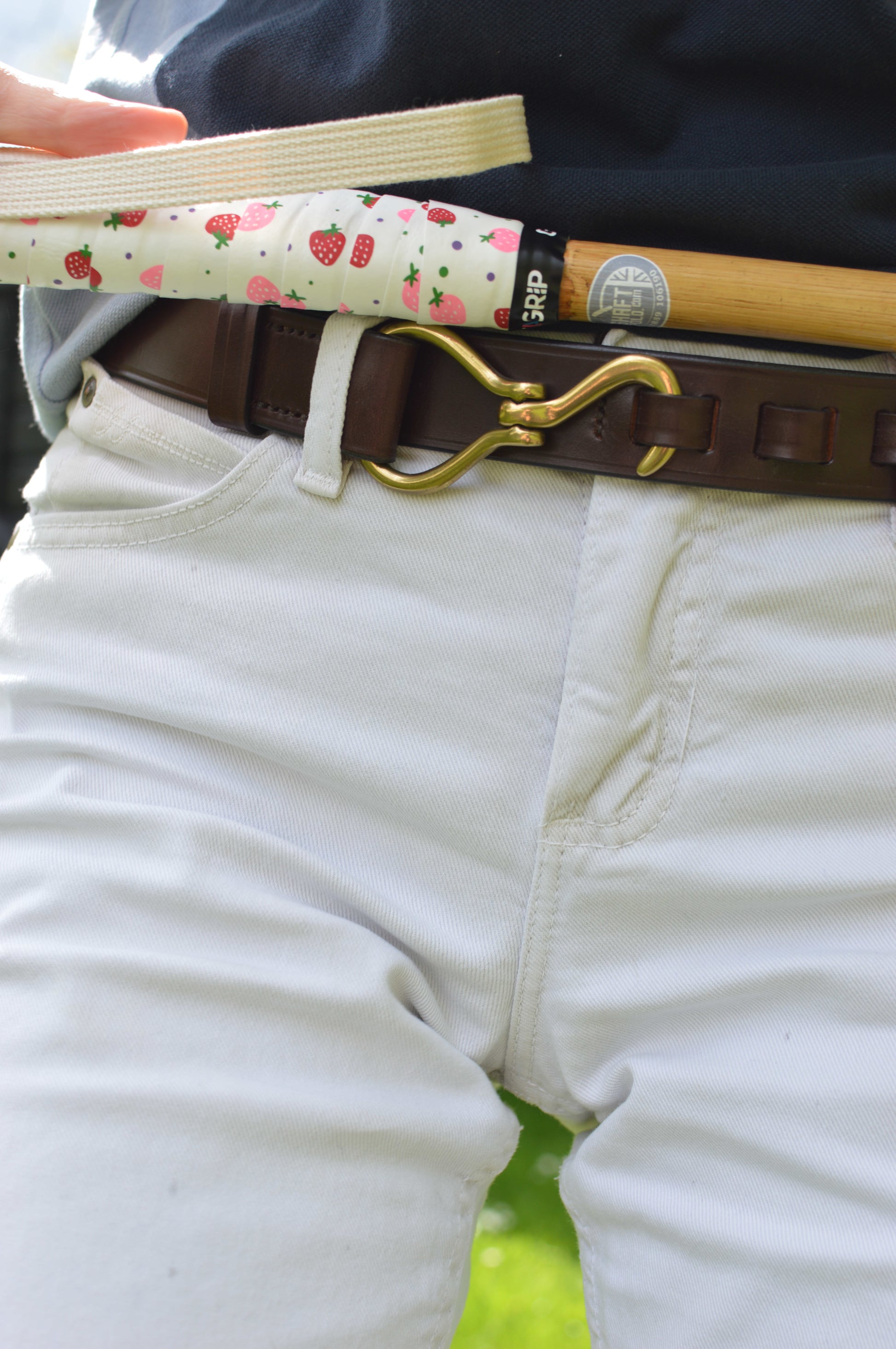 British made belt for women with equestrian theme and hoof pick buckle