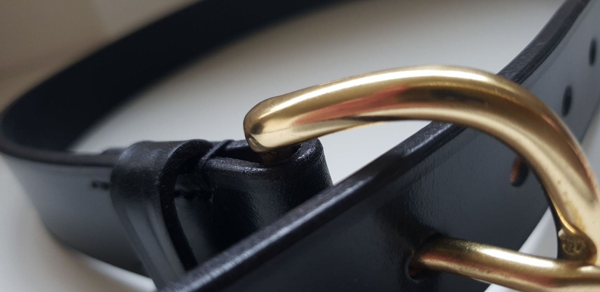 Close-up of English bridle leather texture
