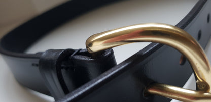 Close-up of English bridle leather texture
